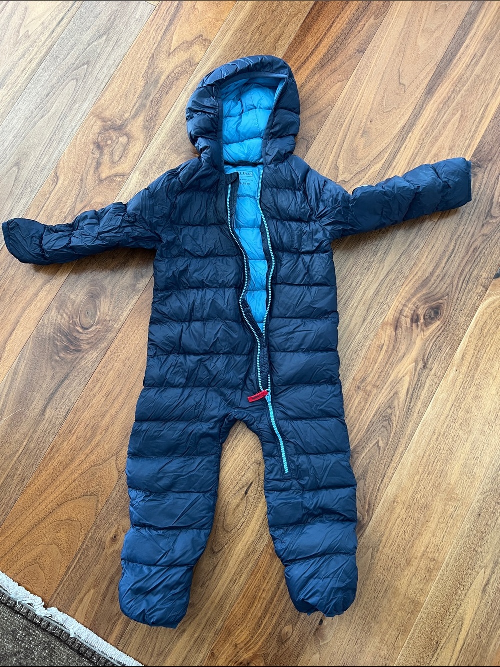 L.L. Bean Navy Blue Hooded Puffer Bunting 12-18 M